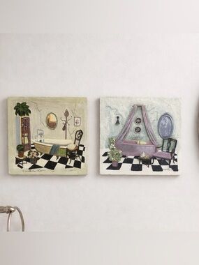 🌸 C. Winterle Olson 3D Bathroom Decorative Resin 7” X 7” Wall Tile Plaque